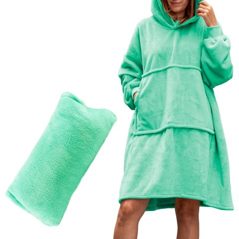 Bluzair Bluza Koc Oversize z Kapturem Polska Mięta