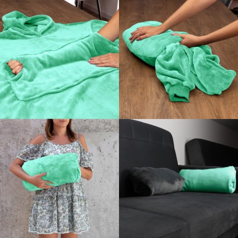 Bluzair Bluza Koc Oversize z Kapturem Polska Mięta