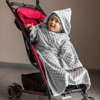 Kocyk z rękawami Szary koc do wózka fotelika minky