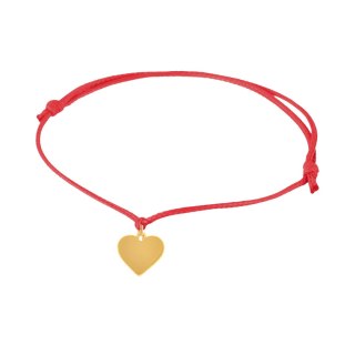 Bransoletka serduszko na czerwonym sznureczku (B24/ZIM/15AU)