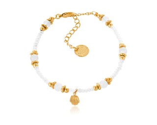 Bransoletka z białych koralików z muszelką z kolekcji Aqualessia (B24/AQUA/01AU)