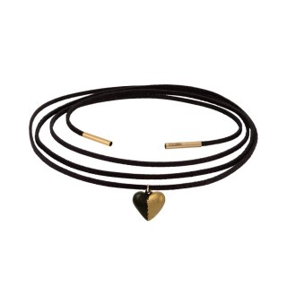 Czarny choker z czarno złotym serduszkiem, wiązany z przodu (C24/WIO/84/2AU)
