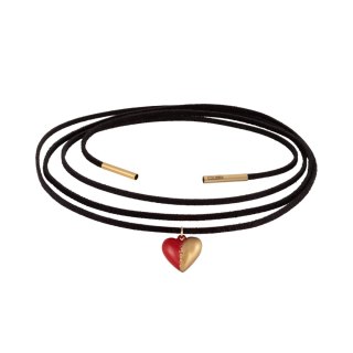 Czarny choker z czerwono złotym serduszkiem, wiązany z przodu (C24/WIO/84/3AU)