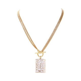 Naszyjnik z białą, prostokątną zawieszką z kolekcji Oceanique (C25/LAT/23AU)