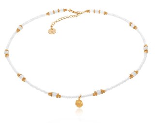 Naszyjnik z białych koralików z muszelką z kolekcji Aqualessia (C24/AQUA/01AU)