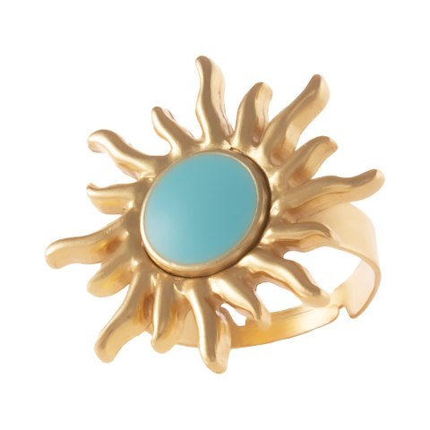 Pierścionek słoneczko z turkusową emalią (R25/LAT/78/7AU)
