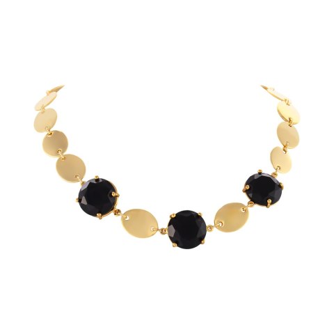 Choker z czarnymi, dużymi kryształkami i owalnymi blaszkami (C25/WIO/52AU)