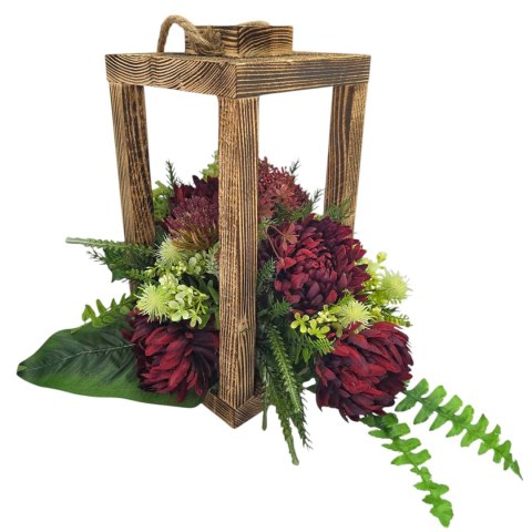 JESIENNY STROIK NA CMENTARZ GRÓB DREWNIANY LAMPION LATARNIA