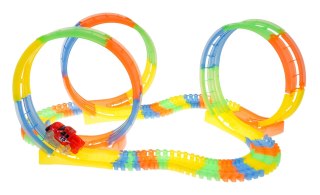 Fluorescencyjny Tor Wyścigowy dla dzieci 3+ Elastyczne części 148 el. + Autko z LED + 3 Pętle 360