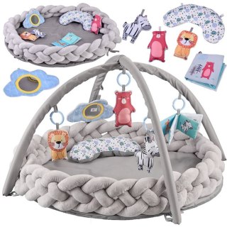 Mata edukacyjna z pałąkiem i zabawkami + warkocz pleciony OTULACZ ZA5875