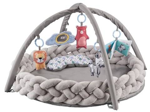 Mata edukacyjna z pałąkiem i zabawkami + warkocz pleciony OTULACZ ZA5875