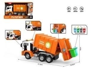 Auto śmieciarka pomarańczowa 1:10 światło dźwięk