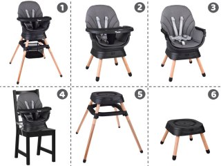 Wielofunkcyjny fotel obracane krzesełko do karmienia 6w1 dla dzieci ZA5659