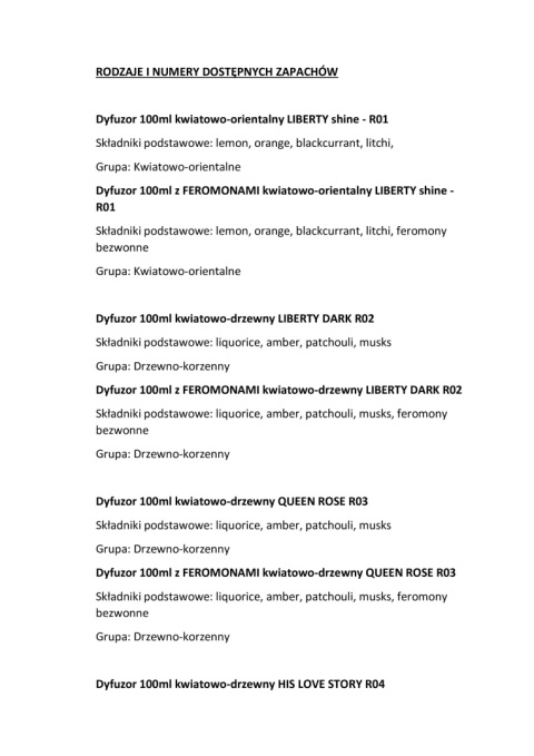 Dyfuzor 100ml z FEROMONAMI kwiatowo-orientalny LIBERTY shine - R01