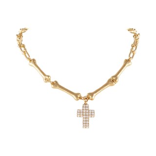 Choker z kosteczek z kryształowym krzyżykiem Aria Rockstar Collection (C25/NUT/14AU)