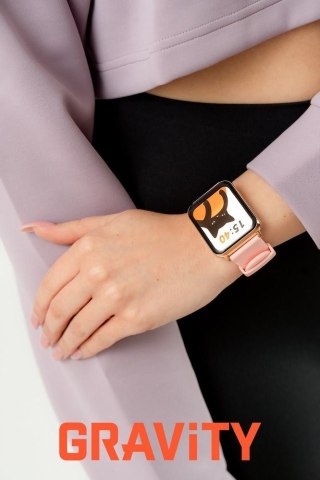 Smartwatch Gravity Różowe Złoto Różowy 2 Paski GT17-1