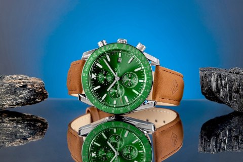 Zegarek Męski Giewont Chronograph Sapphire Brązowo Zielony GW8720-A3