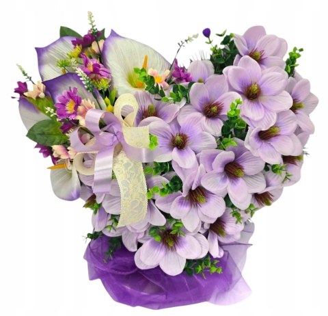 Stroik na cmentarz serce XL wiązanka ze sztucznych kwiatów bukiet nagrobny