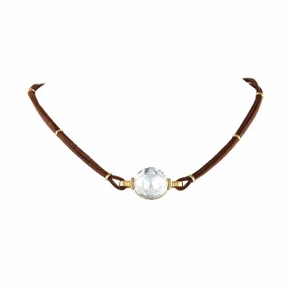 Choker średni kryształ Primero na zamszowym rzemyku (C24/LAT/79AU)