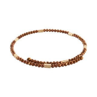 Choker z czekoladowych koralików i złotych, prostokątnych przekładek (C25/MEM/07AU)