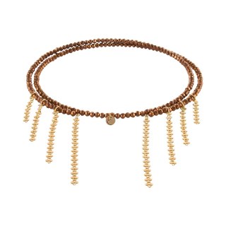 Choker z czekoladowych koralików, z wiszącymi łańcuszkami (C25/MEM/14AU)