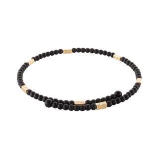 Choker z onyksów i złotych, prostokątnych przekładek (C25/MEM/08AU)