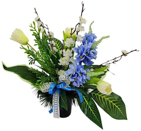 Bukiet wkład do wazonu kwiaty stroik na cmentarz grób wzór wiosenny