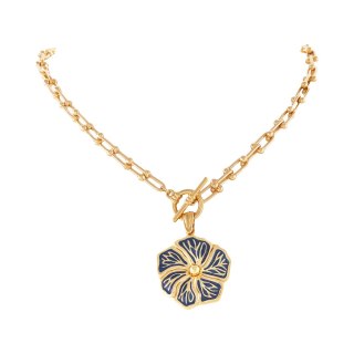 Naszyjnik z zawieszką w formie granatowego kwiatka (C25/LAT/157AU)