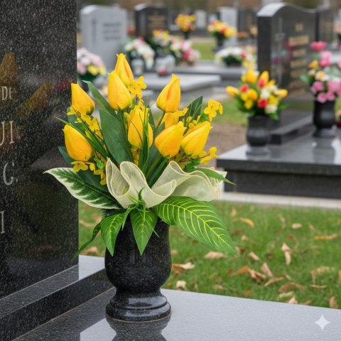WIOSENNY BUKIET WKŁAD DO WAZONU KWIATY TULIPANY NA CMENTARZ GRÓB