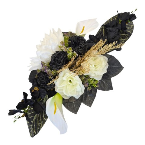 Stroik na cmentarz kompozycja kwiatowa na grób miska z obciążeniem