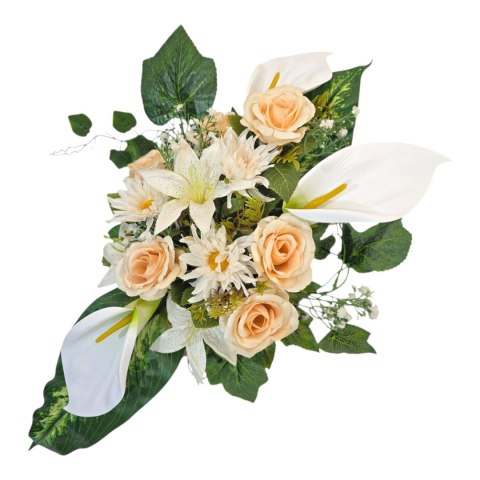 Komplet stroiki na cmentarz grób bukiet donica jasny zestaw