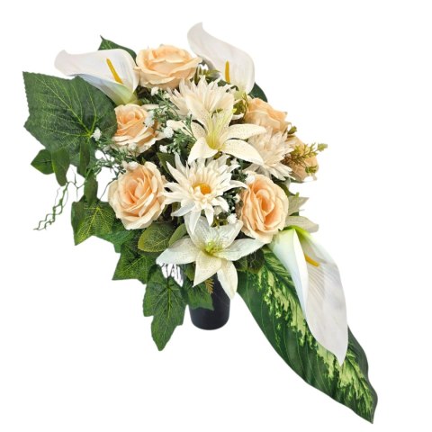 Komplet stroiki na cmentarz grób bukiet donica jasny zestaw