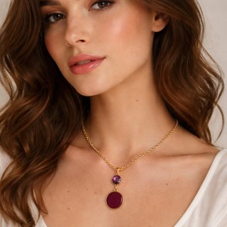 Naszyjnik z kryształkiem Primero i emaliowanym plasterkiem (C25/JES/19AU)