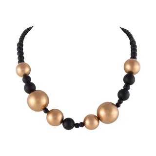 Naszyjnik z onyksów i złotych pereł (C25/KOR/81AU)