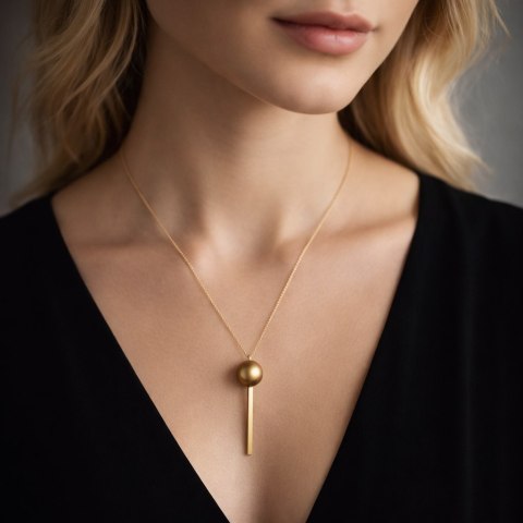 Naszyjnik ze złotą perełką i sztabką (C25/KOR/78/1AU)