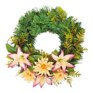 Okrągły stroik wianek wiązanka na cmentarz dekoracja pod znicz