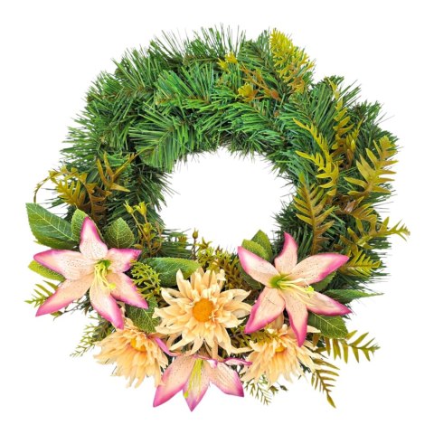 Okrągły stroik wianek wiązanka na cmentarz dekoracja pod znicz