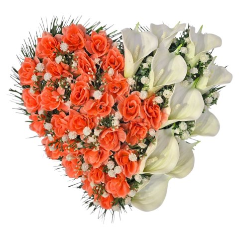 Serce stroik na cmentarz grób sztuczne kwiaty na pomnik