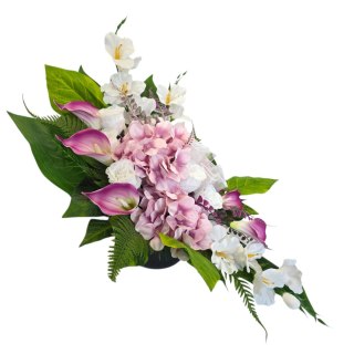 Stroik na cmentarz kompozycja kwiatowa na grób miska z obciążeniem