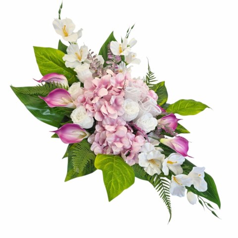 Stroik na cmentarz kompozycja kwiatowa na grób miska z obciążeniem