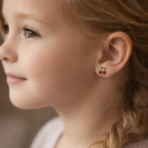 Kolczyki czerwone wisienki dla dziewczynki (P15/KDS/13AU)