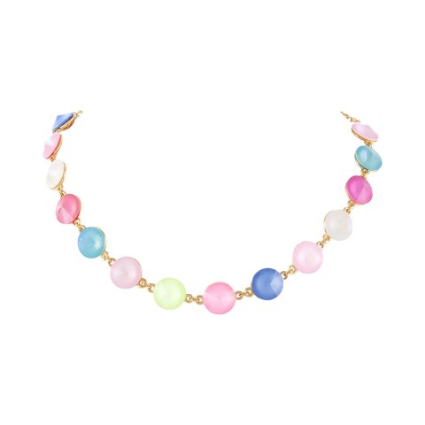 Naszyjnik z kolorowymi, okrągłymi kryształkami (C25/JES/124AU)