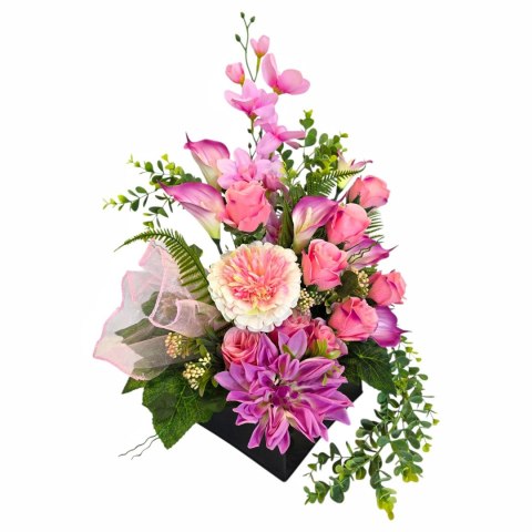 Stroik na cmentarz na kwadracie kompozycja kwiatowa na grób z obciążeniem