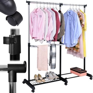 Wieszak regulowany stojący na kółkach Rufo czarny