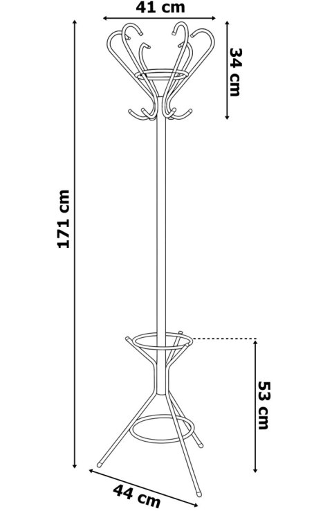 Wieszak stojący Livio czarny 173 cm