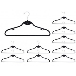 Wieszak welurowy Roxi komplet 10 sztuk czarny