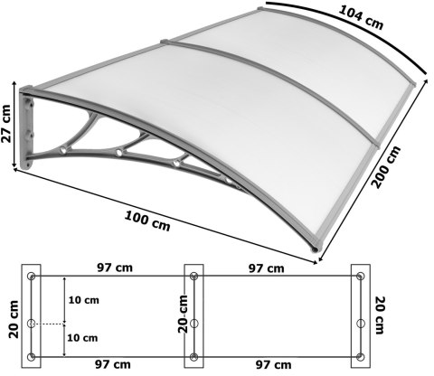 Daszek nad drzwi MAKO DUO 100x200cm szary