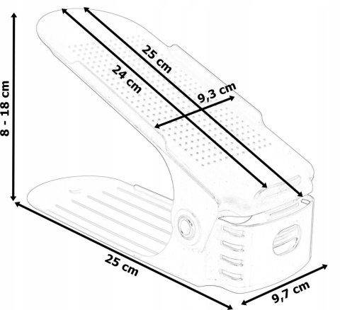 Regulowany organizer uchwyt stojak na buty szary