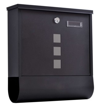 Skrzynka pocztowa na listy Hans z gazetnikiem czarna