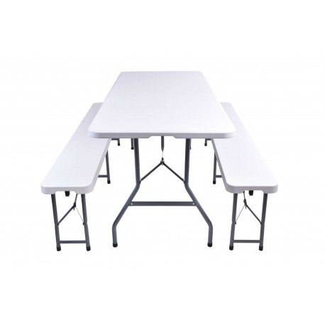 Zestaw cateringowy FETA WHITE stół + 2 ławki